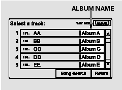 In album mode, the album name is