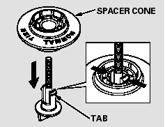 To remove the spacer cone, squeeze
